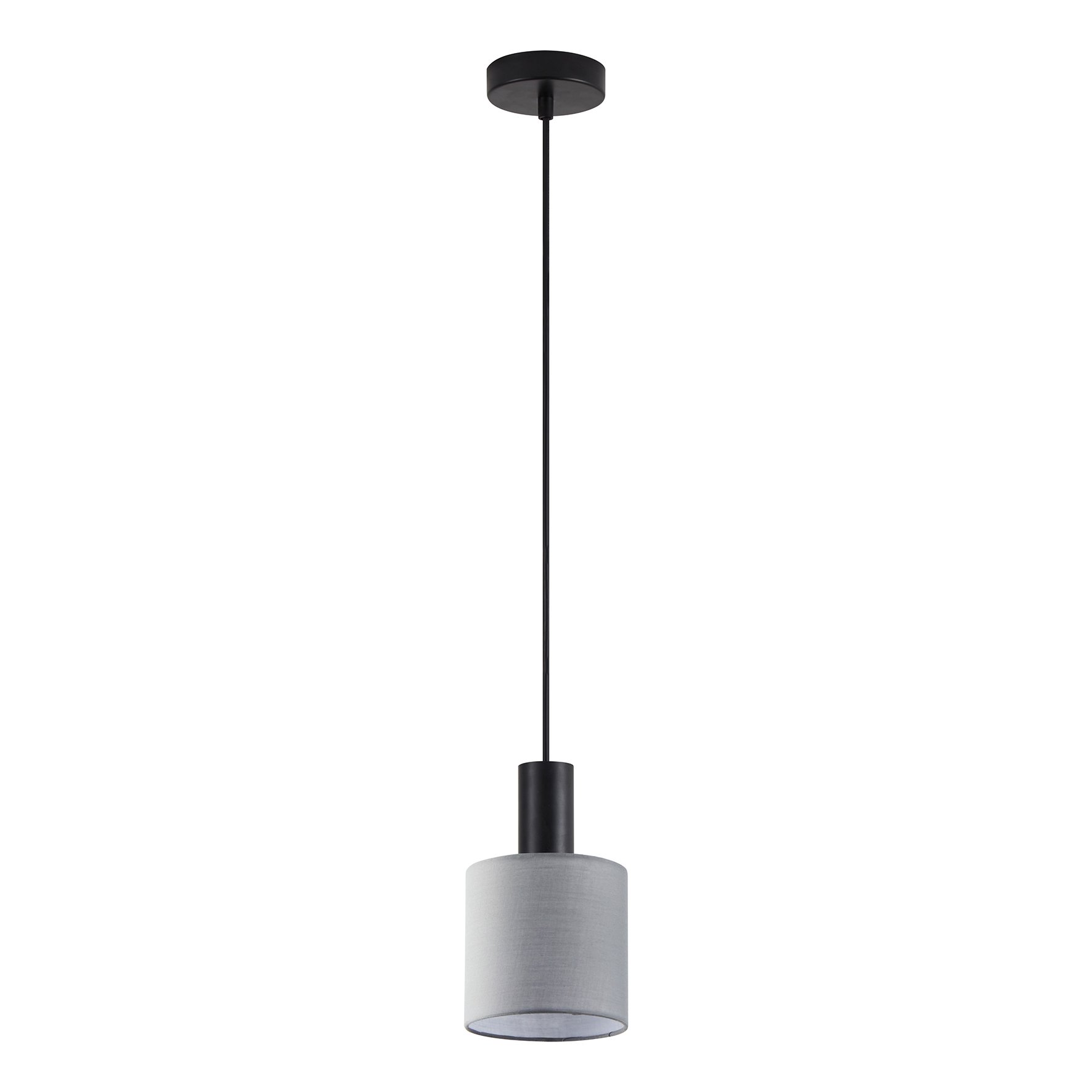77-8512 SE21-BL-4-SH2 ADEPT TUBE Black Pendant Grey Fabric Shade+ - Image 1