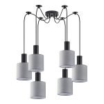 SE21-BL-4-BL6-SH2 ADEPT TUBE Black Pendant Grey Fabric Shade+