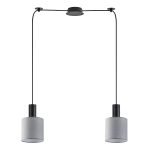 SE21-BL-4-BL2-SH2 ADEPT TUBE Black Pendant Grey Fabric Shade+
