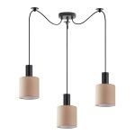 SE21-BL-4-BL3-SH3 ADEPT TUBE Black Pendant Brown Fabric Shade+