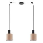 SE21-BL-4-BL2-SH3 ADEPT TUBE Black Pendant Brown Fabric Shade+