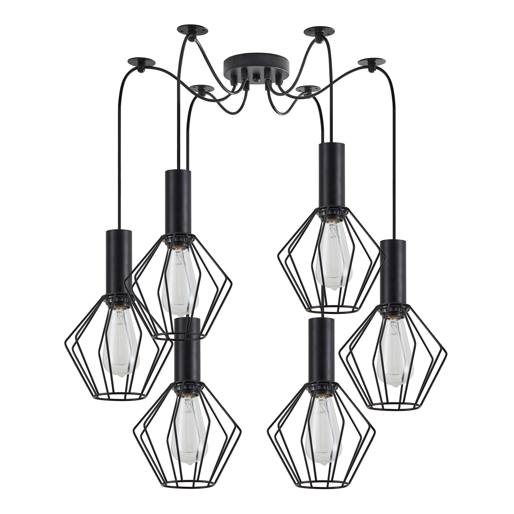 77-8527 SE21-BL-4-BL6-GR1 ADEPT TUBE Black Pendant Black Metal Grid+ - Image 1