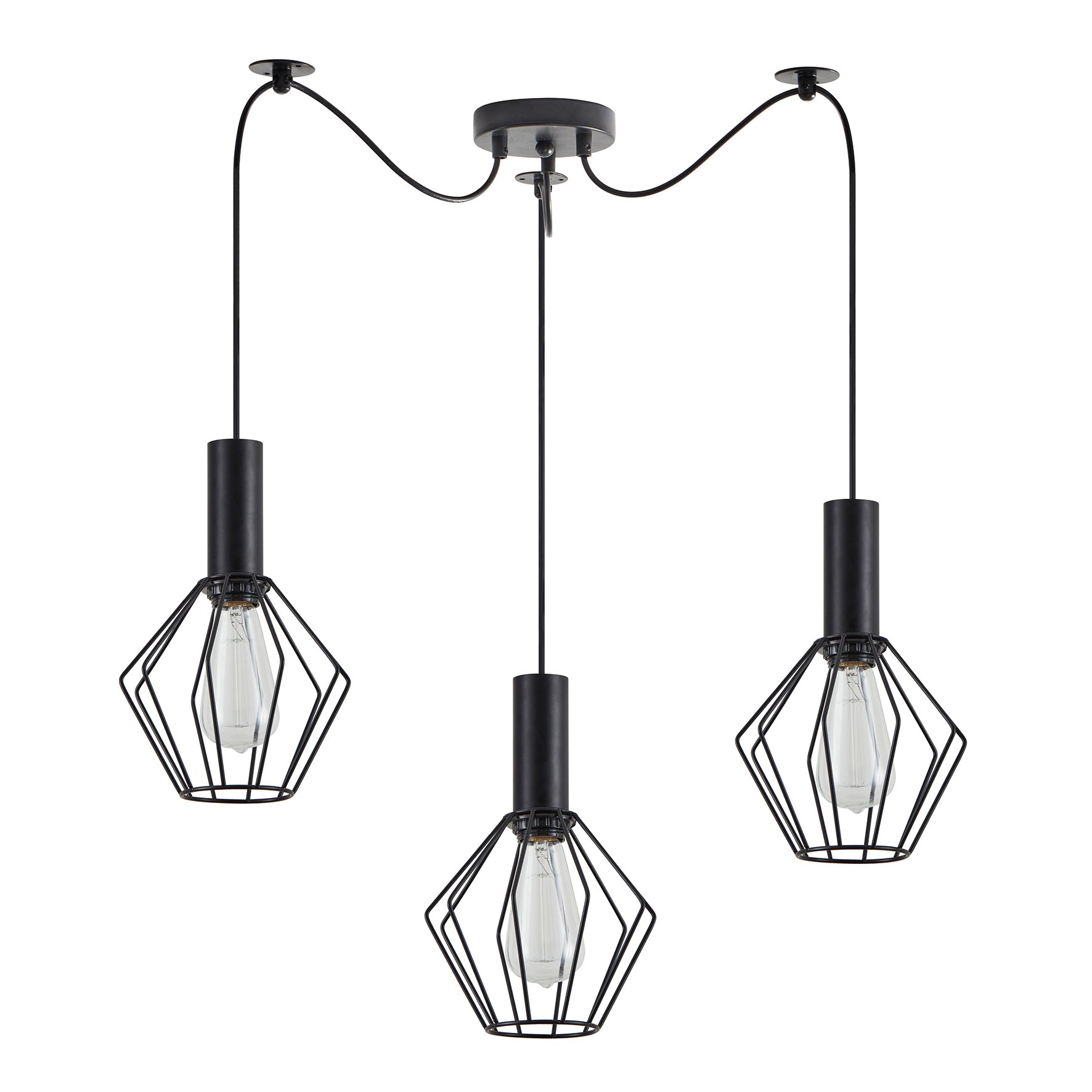 77-8528 SE21-BL-4-BL3-GR1 ADEPT TUBE Black Pendant Black Metal Grid+ - Image 1