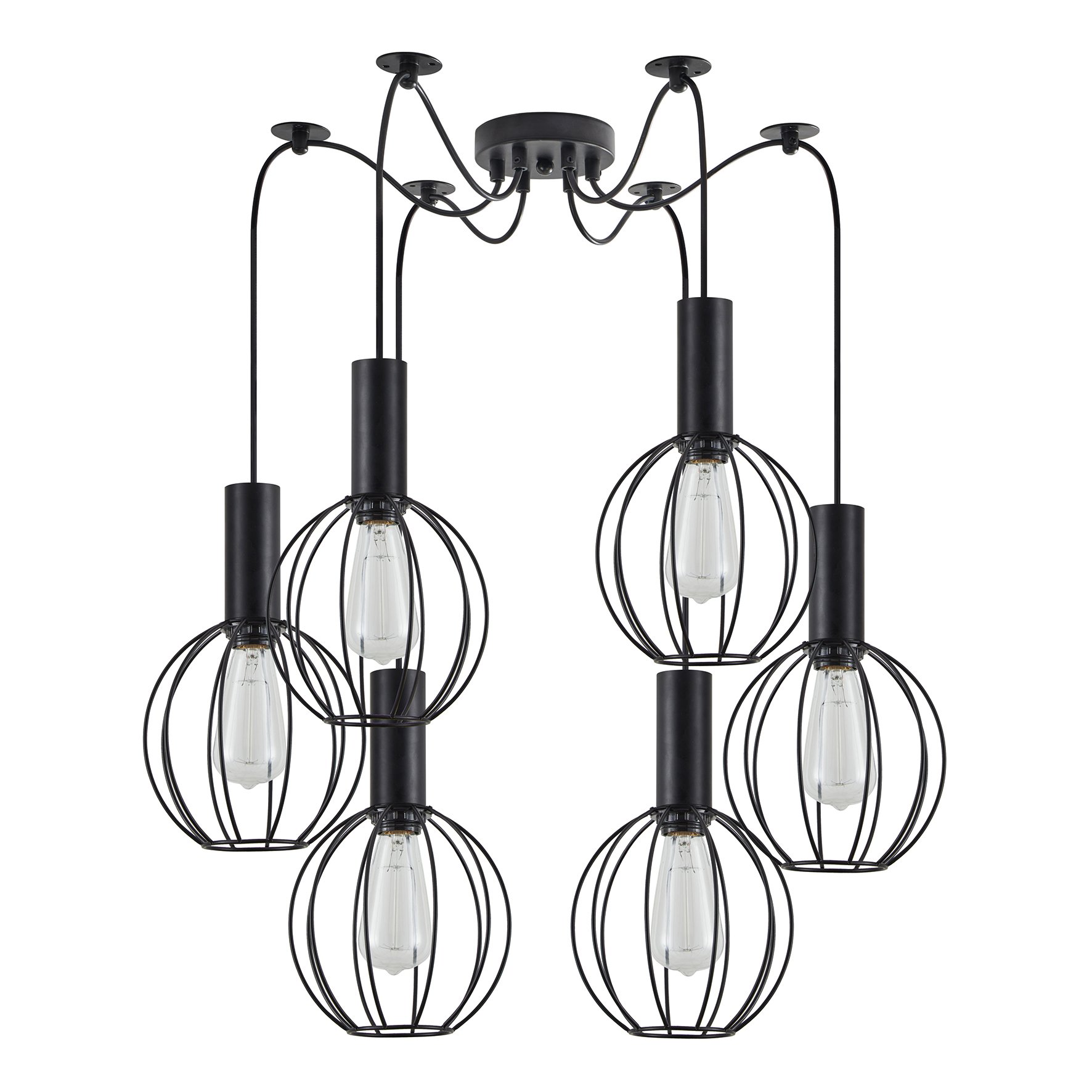 77-8534 SE21-BL-4-BL6-GR2 ADEPT TUBE Black Pendant Black Metal Grid+ - Image 1