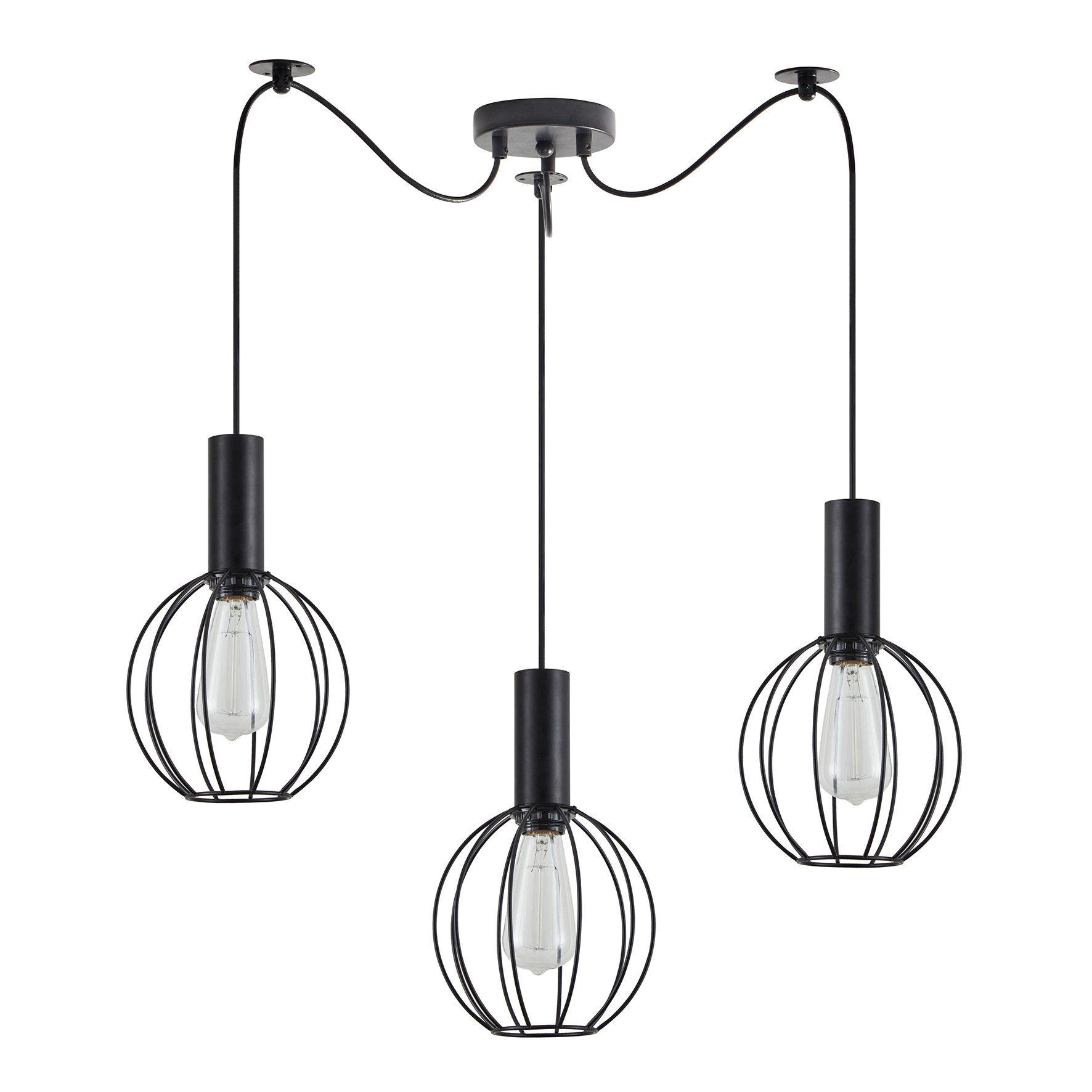 77-8535 SE21-BL-4-BL3-GR2 ADEPT TUBE Black Pendant Black Metal Grid+ - Image 1