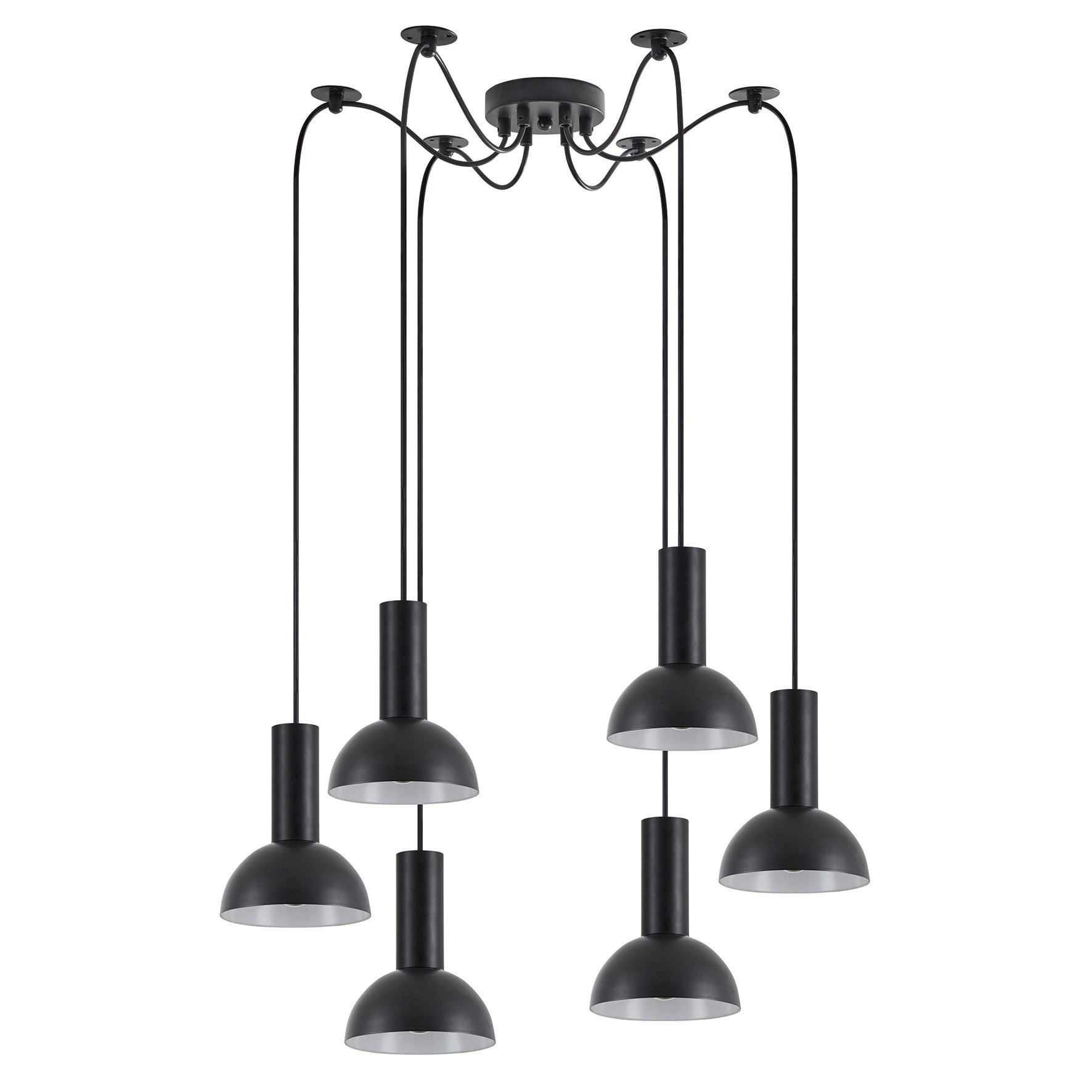 77-8555 SE21-BL-4-BL6-MS3 ADEPT TUBE Black Pendant Black Metal Shade+ - Image 1