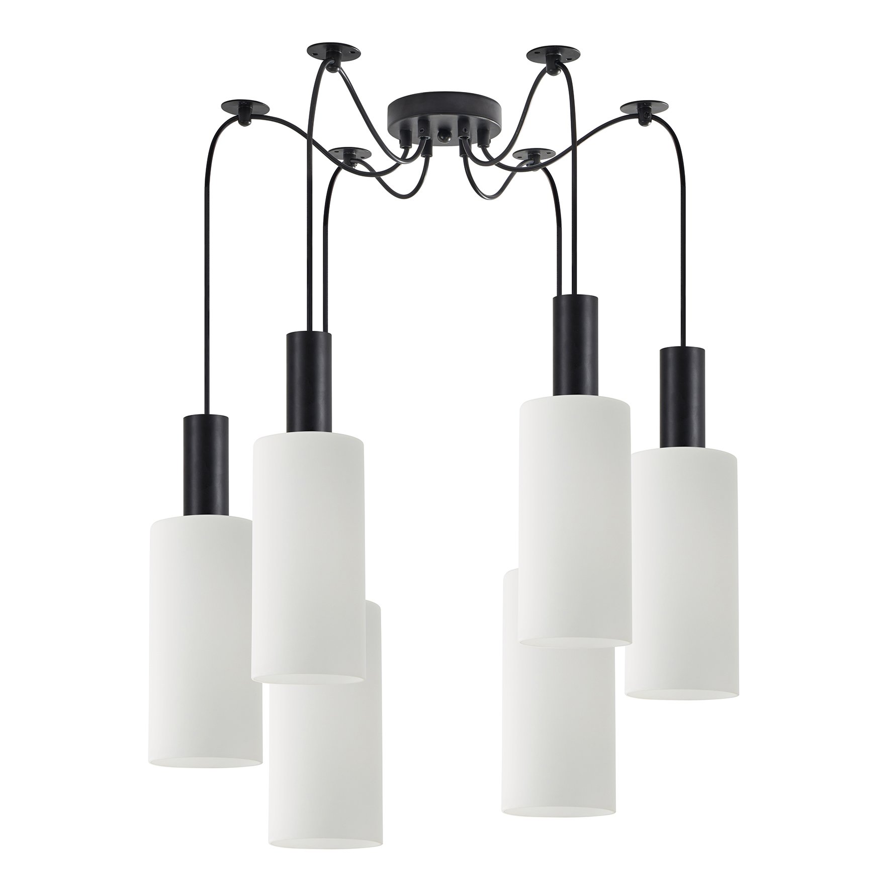 77-8562 SE21-BL-4-BL6-GL3 ADEPT TUBE Black Pendant White Glass+ - Image 1
