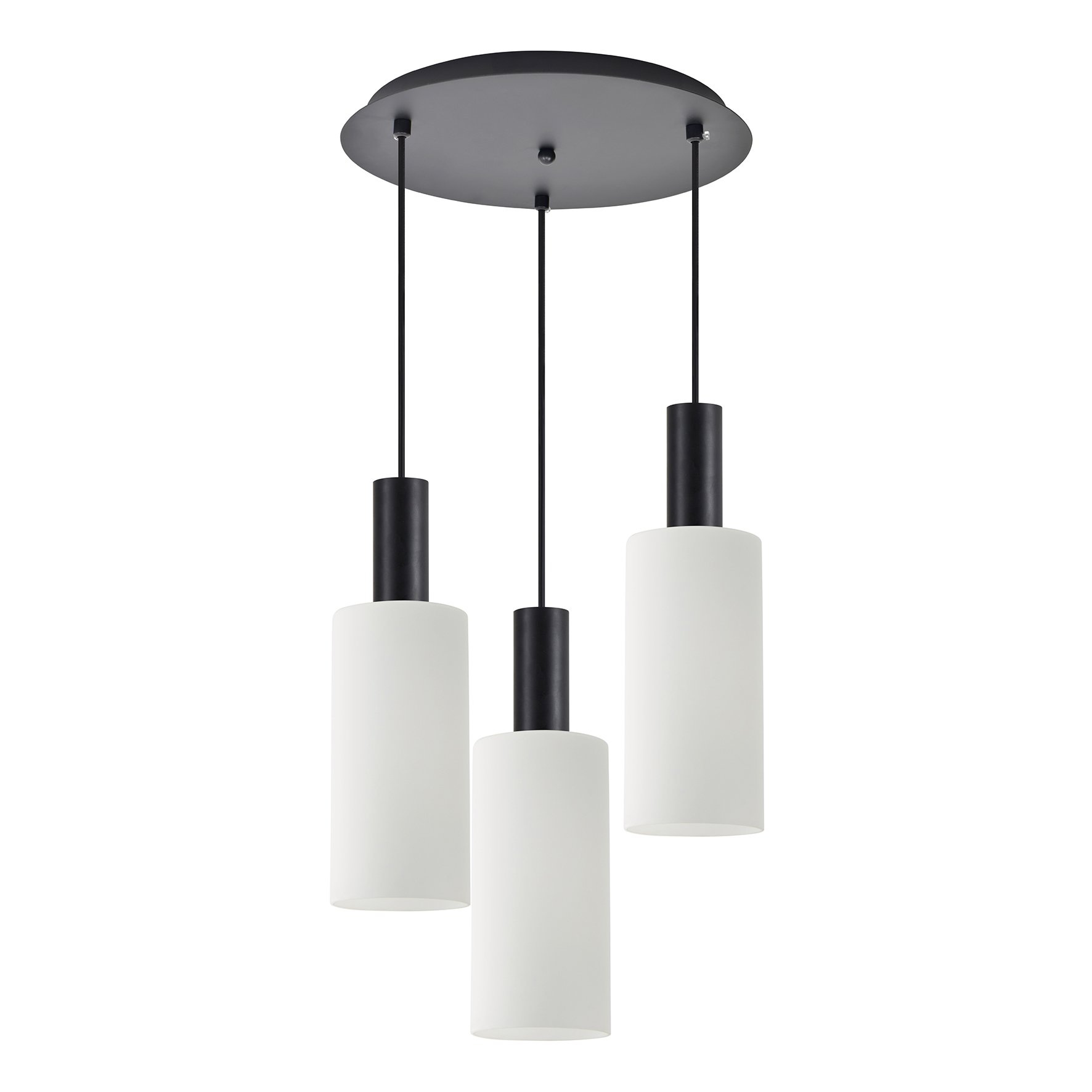 77-8565 SE21-BL-4-3BL-GL3 ADEPT TUBE Black Pendant White Glass+ - Image 1