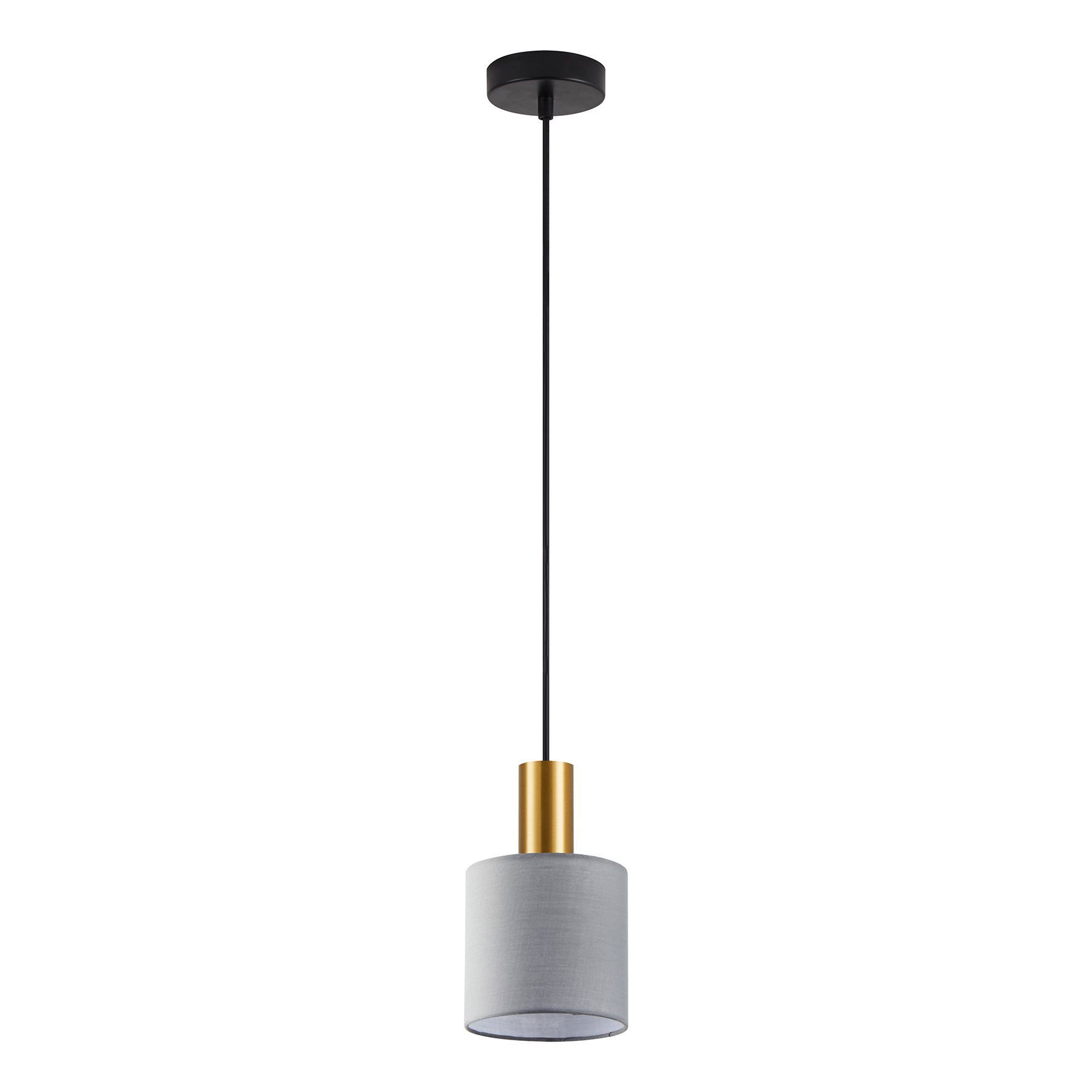 77-8603 SE21-GM-4-SH2 ADEPT TUBE Gold Matt Pendant Grey Fabric Shade+ - Image 1