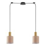 SE21-GM-4-BL2-SH3 ADEPT TUBE Gold Matt Pendant Brown Fabric Shade+