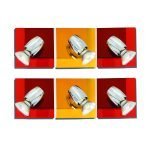 GU1094J-3B (x2) Colours Spot Packet Chrome metal rotating spot with decorative red and yellow g