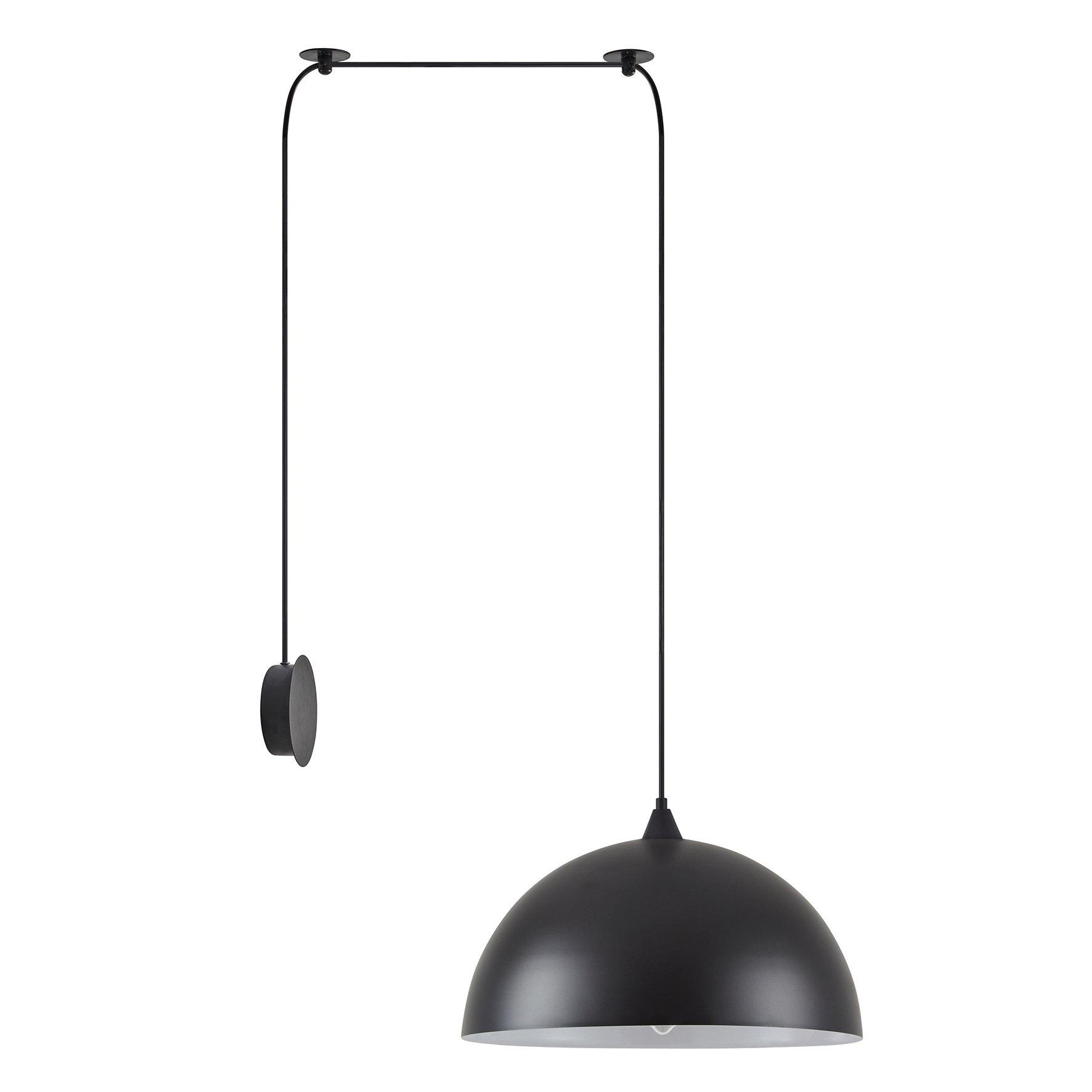 77-8889 SE21-BL-B10-BL1W-MS40 ADEPT PENDANT Black Metal Shade Wall Lamp+ - Image 1