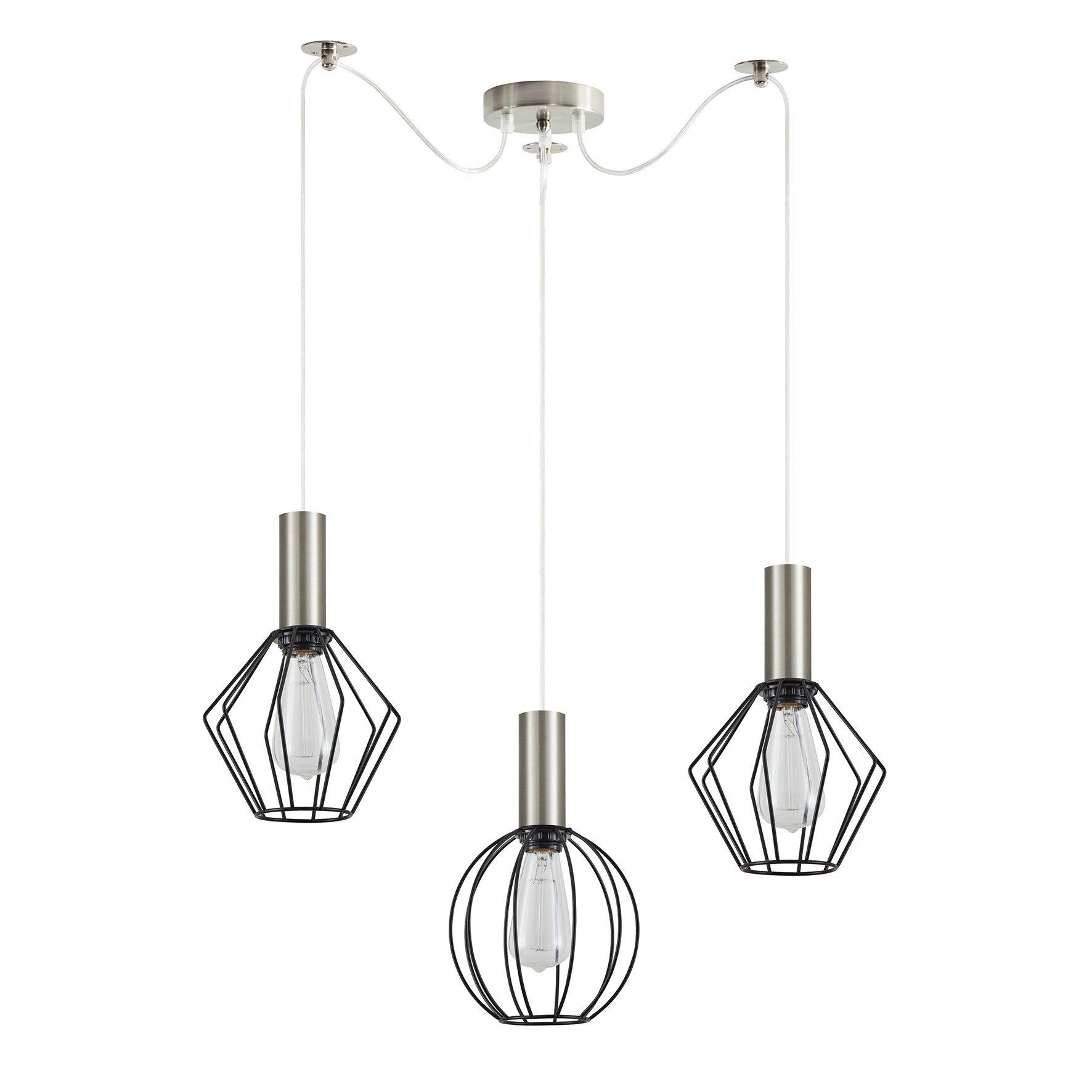 77-8924 SE21-NM-4-BL3-GR12 ADEPT FLEX Nickel Matt Pendant Black Metal Grid+ - Image 1