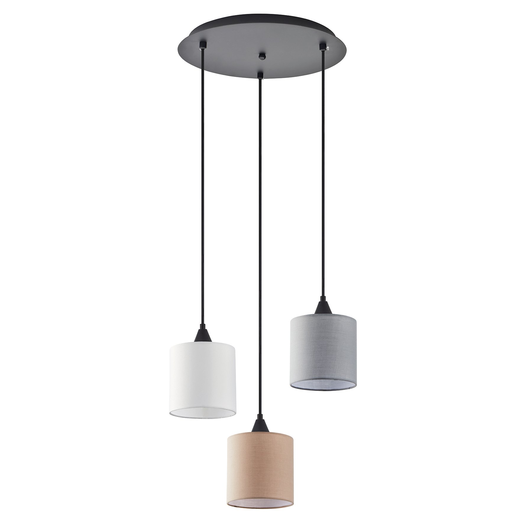 77-8960 SE21-BL-B10-3BL-SH123 ADEPT FLEX White, Grey, Brown Fabric Shade Pendant+ - Image 1