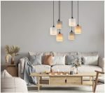 SE21-BL-B10-BL6-SH123 ADEPT FLEX White, Grey, Brown Fabric Shade Pendant+ - Image 2