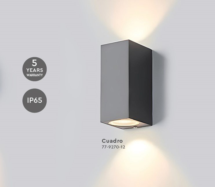 77-9270 SE-WL-S2-DG CUADRO UP-DOWN WALL LAMP GU10 DARK GREY BODY ALUMINIUM - Image 1