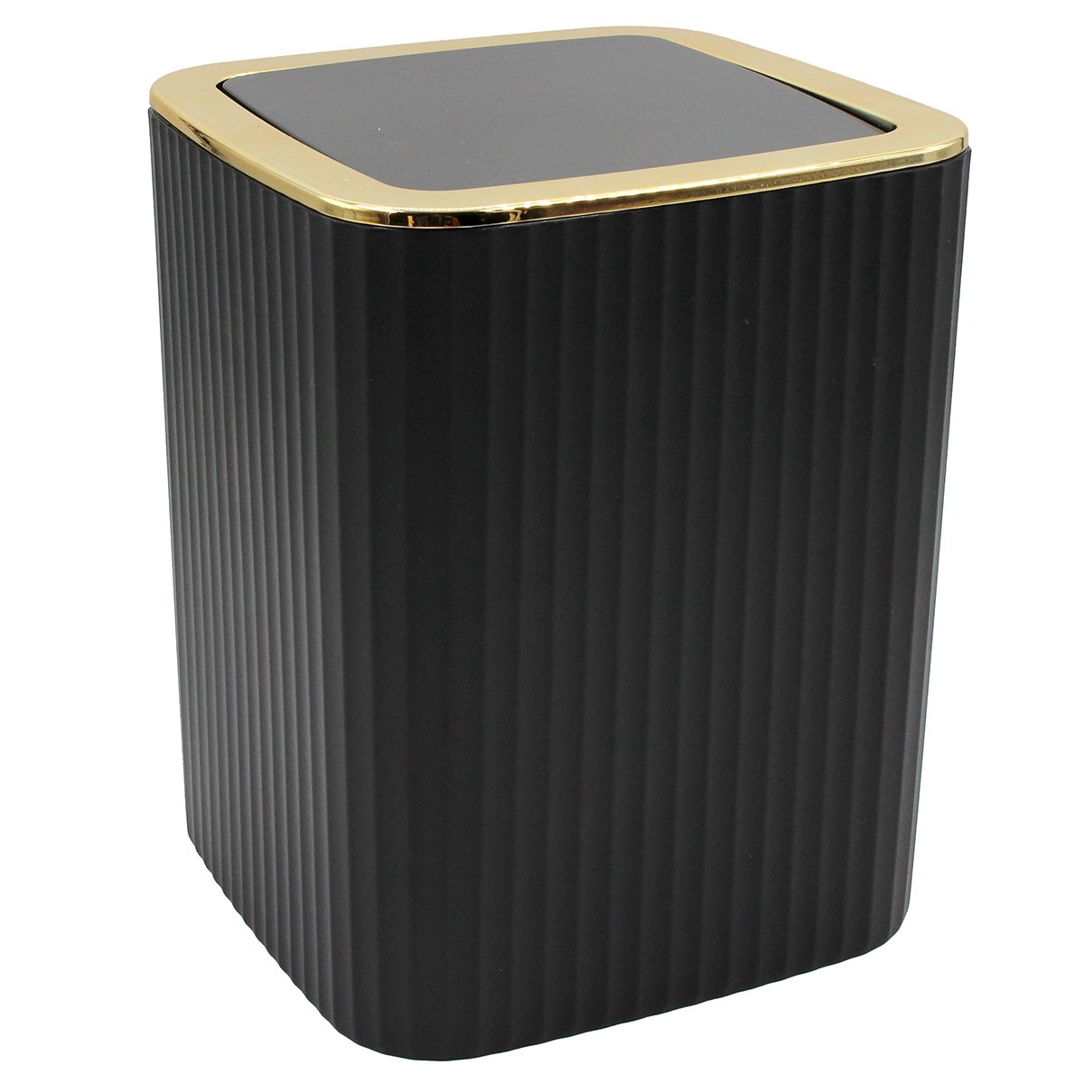 7Lt 19Χ19Χ24cm-black Σετ Κάδος με Καπάκι Αιωρούμενο 7Lt & Πιγκάλ σε Μαύρο-Χρυσό - Image 1