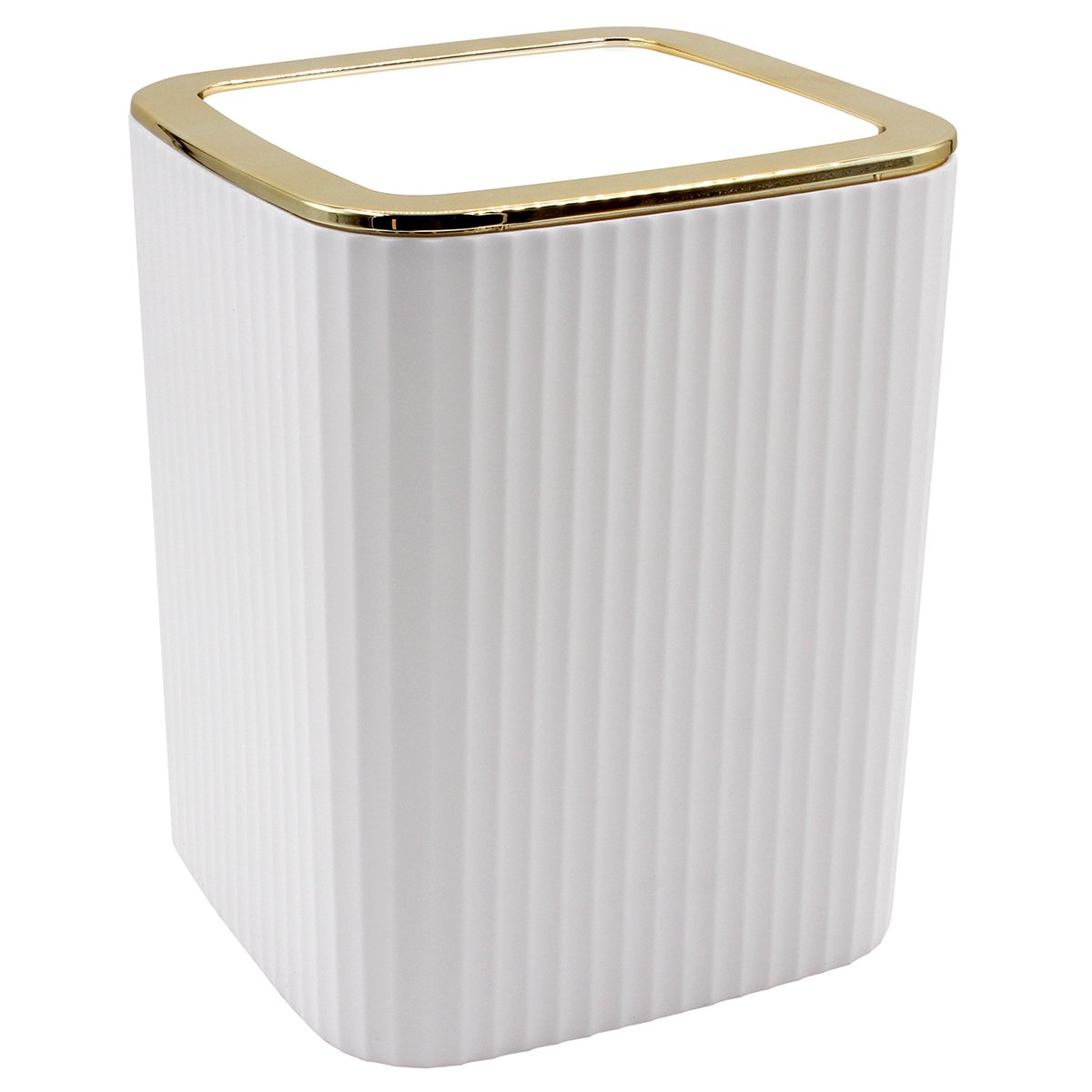 7Lt 19Χ19Χ24cm Σετ Κάδος με Καπάκι Αιωρούμενο 7Lt & Πιγκάλ σε Λευκό-Χρυσό - Image 1