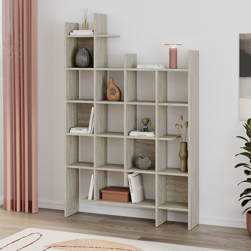 GP037-01024-0 Βιβλιοθήκη Manco Megapap χρώμα travertine 122x25,5x188εκ. - Image 1