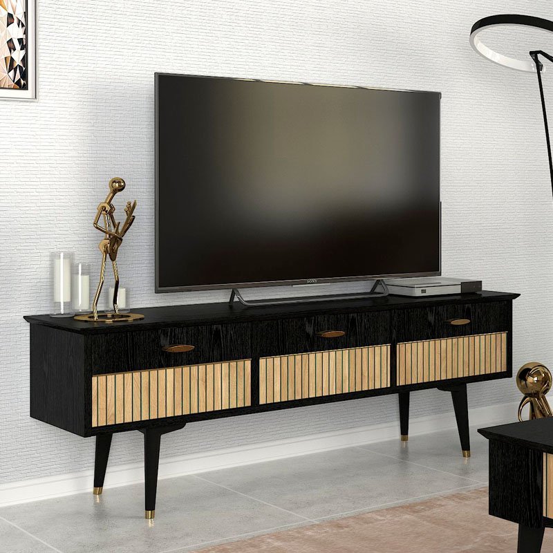 GP042-02351-0 Έπιπλο τηλεόρασης Bolea Megapap χρώμα modern black 150x35x49,7 εκ. - Image 1