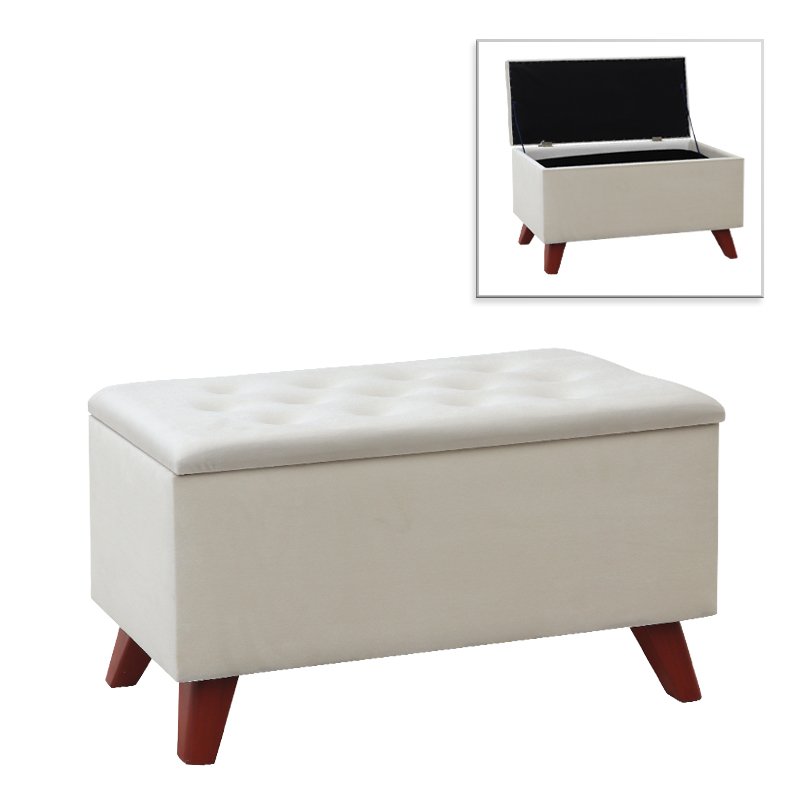 GP043-01014-0 Σκαμπώ - Ταμπουρέ Lotus Megapap βελούδινο χρώμα μπεζ 90x40x50εκ. - Image 1