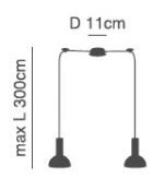 SE21-NM-4-NM2-MS3 ADEPT TUBE Nickel Matt Pendant Black Metal Shade+ - Image 2