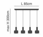 SE21-NM-4-4NM-MS1 ADEPT TUBE Nickel Matt Pendant Black Metal Shade+ - Image 2