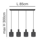 SE21-NM-4-4NM-SH1 ADEPT TUBE Nickel Matt Pendant White Fabric Shade+ - Image 2