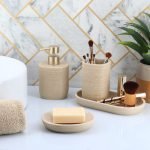 Σέτ 3 τεμάχια αξεσουάρ μπάνιου polyresn Eurocasa