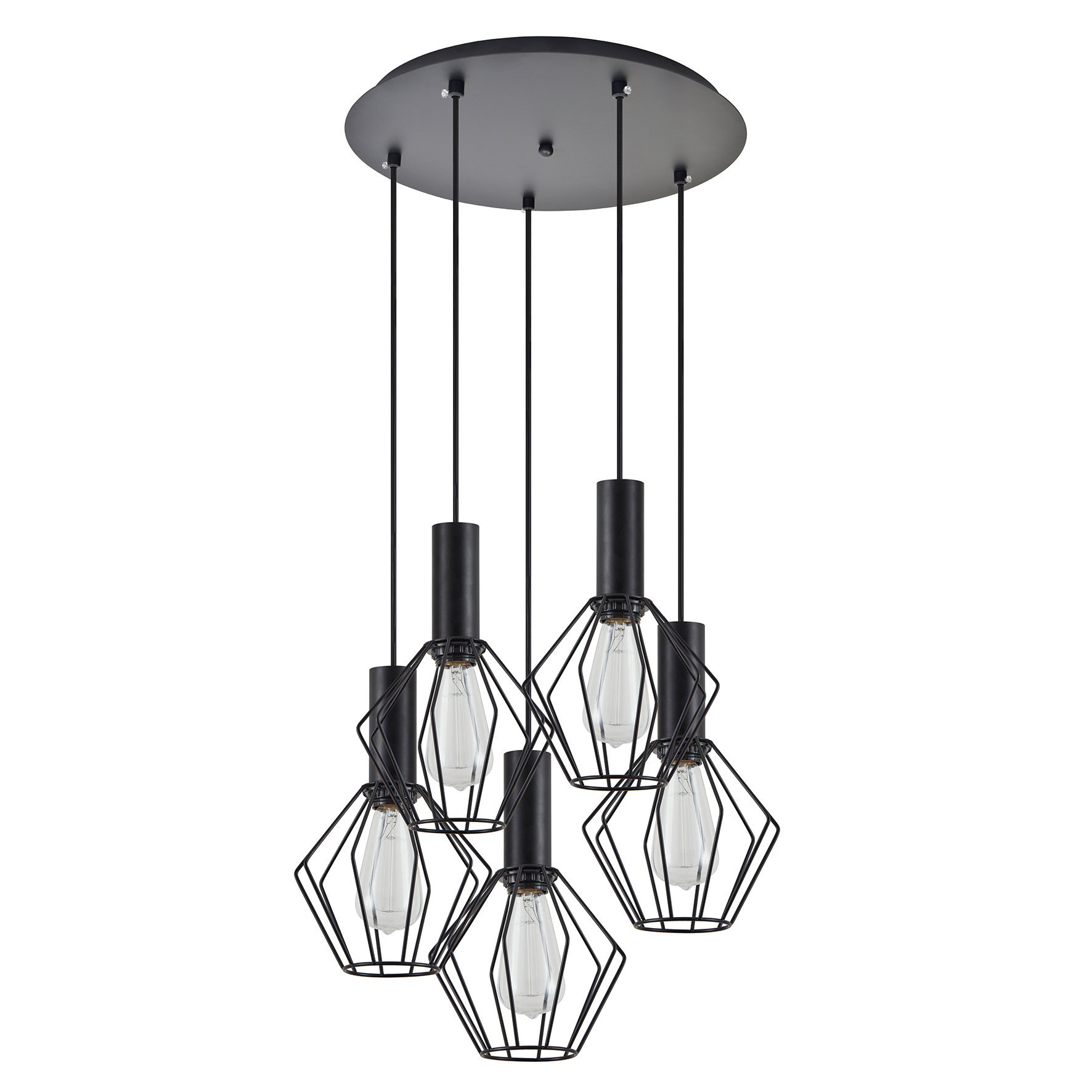 77-8531 SE21-BL-4-5BL-GR1 ADEPT TUBE Black Pendant Black Metal Grid+ - Image 1