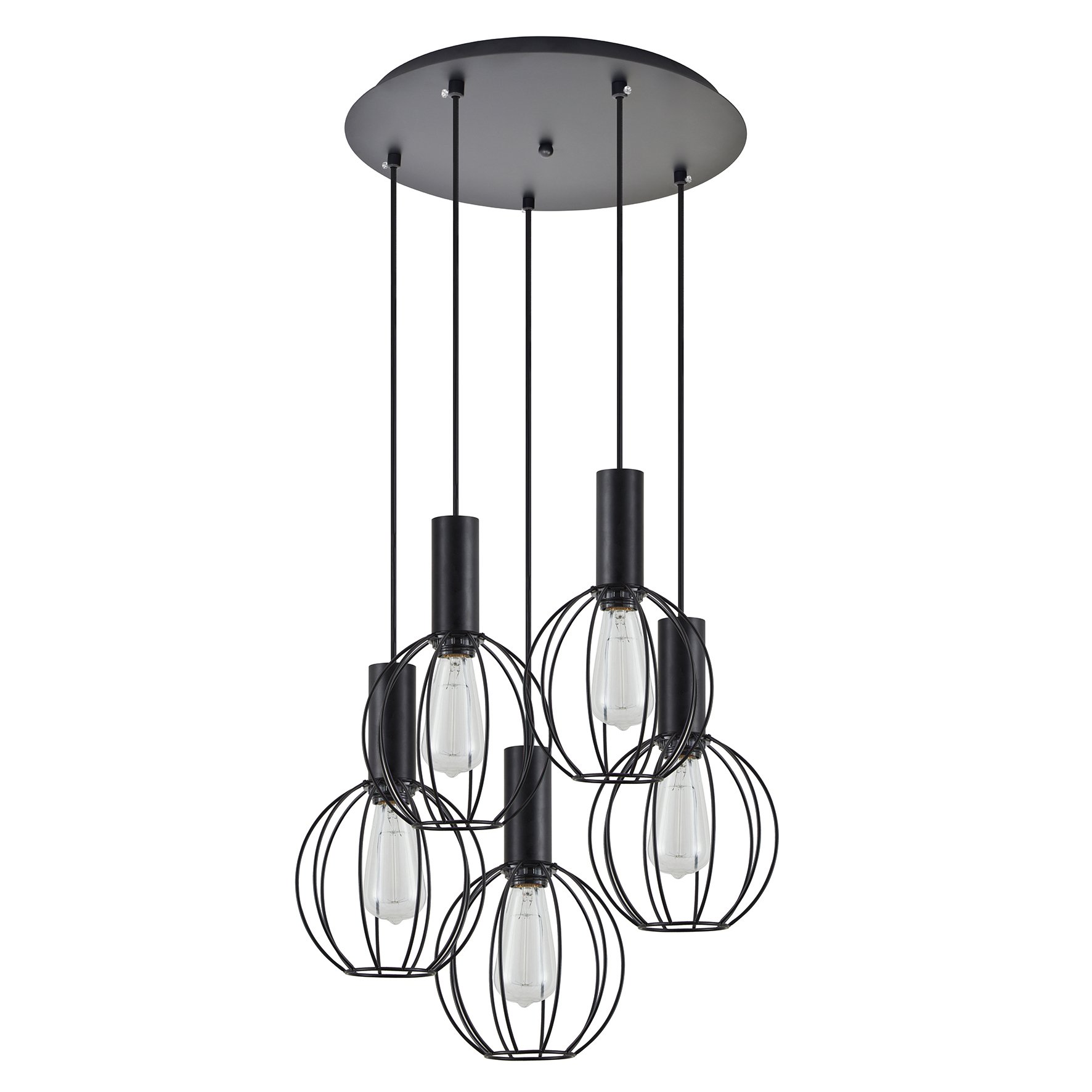 77-8538 SE21-BL-4-5BL-GR2 ADEPT TUBE Black Pendant Black Metal Grid+ - Image 1