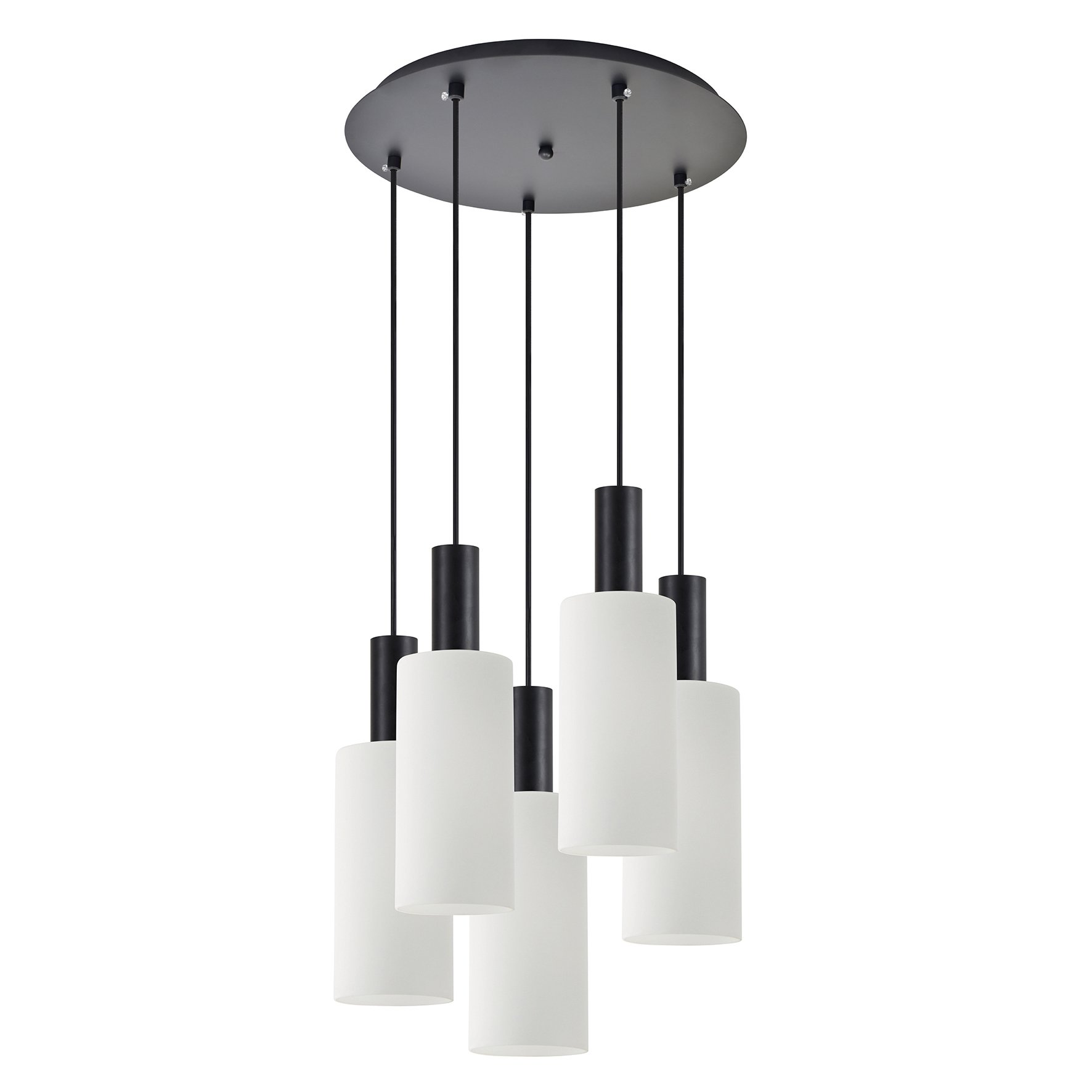 77-8566 SE21-BL-4-5BL-GL3 ADEPT TUBE Black Pendant White Glass+ - Image 1