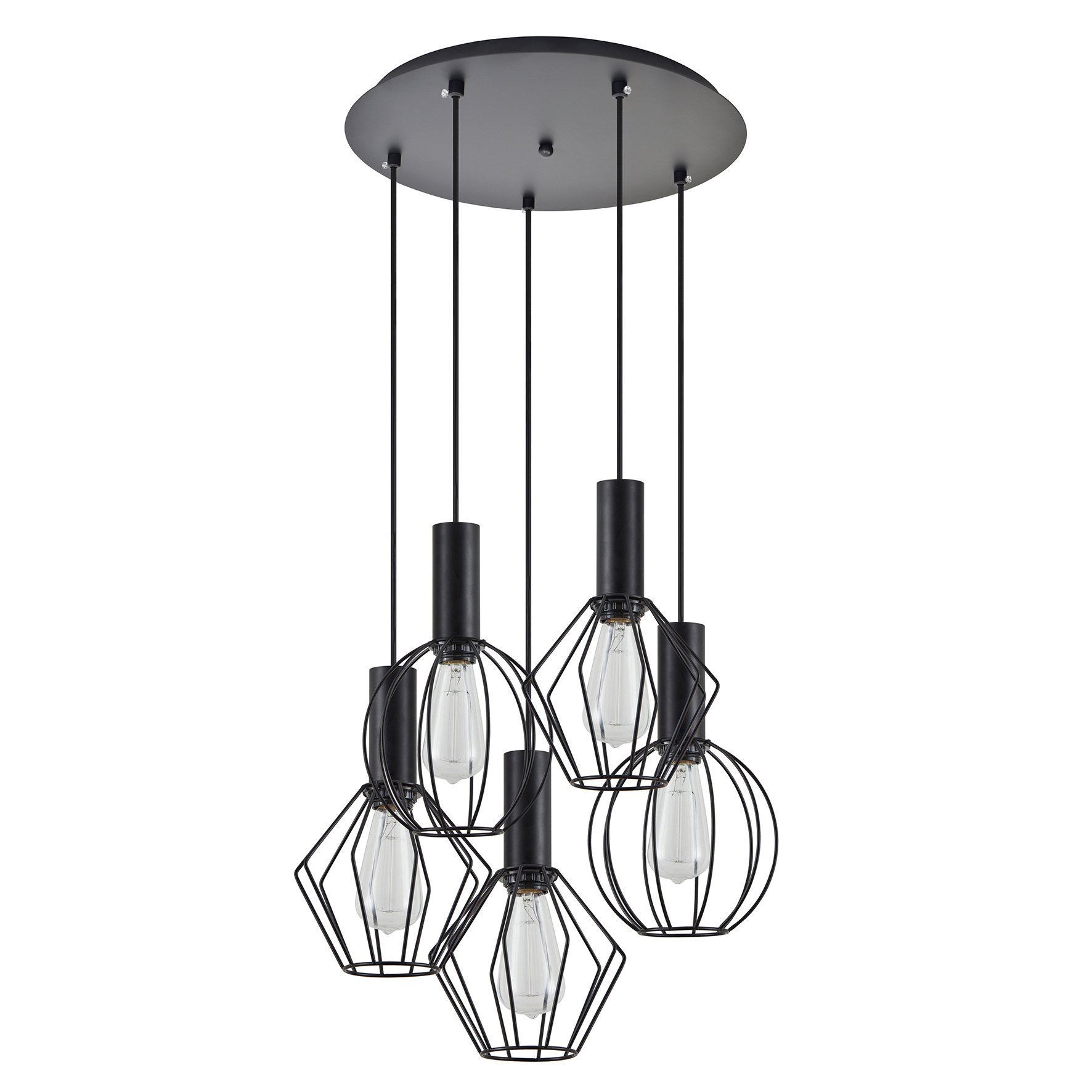 77-8906 SE21-BL-4-5BL-GR12 ADEPT FLEX Black Pendant Black Metal Grid+ - Image 1