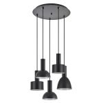 SE21-BL-4-5BL-MS123 ADEPT FLEX Black Pendant Black Metal Shade+