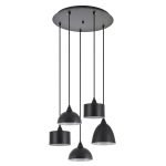 SE21-BL-B10-5BL-MS123 ADEPT FLEX Black Metal Shade Pendant+