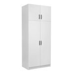 Ντουλάπα ρούχων Victoria Megapap δίφυλλη με πατάρι χρώμα λευκό 100x60x240εκ.