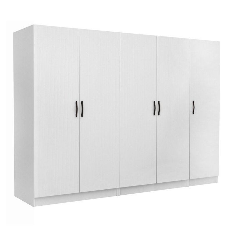 GP100-00911-0 Ντουλάπα ρούχων Victoria Megapap πεντάφυλλη χρώμα λευκό 250x60x181εκ. - Image 1