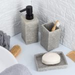 Ποτήρι Οδοντόβουρτσας Polyresin Γκρί MRShome - Image 2