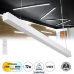 GLOBOSTAR® ORION 61031-P Μοντέρνο Γραμμικό Κρεμαστό Φωτιστικό Οροφής LED 72W 8600lm 120° AC 220-240V IP20 Ρυθμιζόμενο Λευκό CCT με Χειριστήριο από 2700K έως 6000K Dimmable - Lumileds SMD Chip - Λευκό Ματ - Μ120 x Π5.5 x Υ7cm - 3 Χρόνια Εγγύηση - Image 2