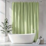 Υφασμάτινη Κουρτίνα Μπάνιου Λαχανί 180×240cm Υψος