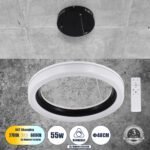 GLOBOSTAR® ARIANA 61037 Μοντέρνο Κρεμαστό Φωτιστικό Οροφής LED 55W 6376lm 120° AC 220-240V IP20 Ρυθμιζόμενο Λευκό CCT με Χειριστήριο από 2700K έως 6000K Dimmable - Lumileds SMD Chip - Μαυρό Ματ - Μ48 x Π48 x Υ6.5cm - 3 Χρόνια Εγγύηση - Image 2