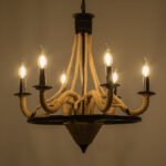 GLOBOSTAR® PENNSYLVANIA 00541 Vintage Κρεμαστό Φωτιστικό Οροφής με Ντουί 6 x E14 AC 220-240V IP20 - Μαύρο & Μπεζ - Μ64 x Π64 x Υ63cm - Image 3