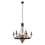 GLOBOSTAR® PENNSYLVANIA 00541 Vintage Κρεμαστό Φωτιστικό Οροφής με Ντουί 6 x E14 AC 220-240V IP20 - Μαύρο & Μπεζ - Μ64 x Π64 x Υ63cm - Image 4