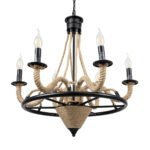 GLOBOSTAR® PENNSYLVANIA 00541 Vintage Κρεμαστό Φωτιστικό Οροφής με Ντουί 6 x E14 AC 220-240V IP20 - Μαύρο & Μπεζ - Μ64 x Π64 x Υ63cm - Image 6