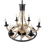 GLOBOSTAR® PENNSYLVANIA 00541 Vintage Κρεμαστό Φωτιστικό Οροφής με Ντουί 6 x E14 AC 220-240V IP20 - Μαύρο & Μπεζ - Μ64 x Π64 x Υ63cm - Image 7