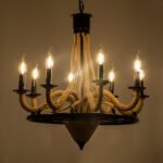 GLOBOSTAR® PENNSYLVANIA 00542 Vintage Κρεμαστό Φωτιστικό Οροφής με Ντουί 8 x E14 AC 220-240V IP20 - Μαύρο & Μπεζ - Μ64 x Π64 x Υ63cm - Image 3