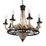 GLOBOSTAR® PENNSYLVANIA 00542 Vintage Κρεμαστό Φωτιστικό Οροφής με Ντουί 8 x E14 AC 220-240V IP20 - Μαύρο & Μπεζ - Μ64 x Π64 x Υ63cm - Image 6