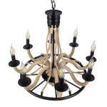 GLOBOSTAR® PENNSYLVANIA 00542 Vintage Κρεμαστό Φωτιστικό Οροφής με Ντουί 8 x E14 AC 220-240V IP20 - Μαύρο & Μπεζ - Μ64 x Π64 x Υ63cm - Image 7