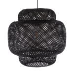 GLOBOSTAR® MALDIVES 00579 Boho Κρεμαστό Φωτιστικό Οροφής με Ντουί 1 x E27 AC 220-240V IP20 - Μαύρο - Μ56 x Π56 x Y54cm - Image 5