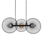 GLOBOSTAR® VERONA 00586 Μοντέρνο Κρεμαστό Φωτιστικό Οροφής με Ντουί 3 x E27 AC 220-240V IP20 - Μαύρο & Χρυσό - Μ50 x Π28 x Υ20cm